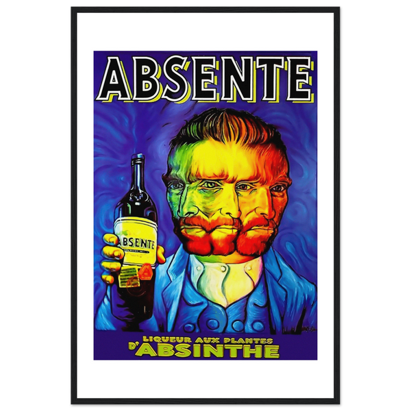 Absente Vintage Absinthe Liquor Advertisement with Van Gogh Poster - Matte / 24 x 36″ (60 x 90cm) / Black - Poster