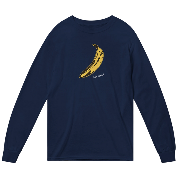 Andy Warhol’s Banana 1967 Pop Art Long Sleeve Shirt - Navy / Small - Long Sleeve Shirt