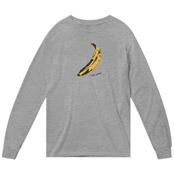 Andy Warhol’s Banana 1967 Pop Art Long Sleeve Shirt - Heather Grey / Small - Long Sleeve Shirt