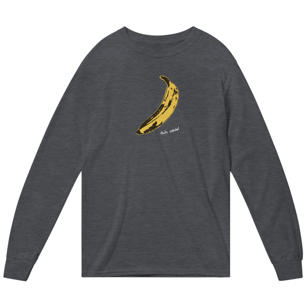 Andy Warhol’s Banana 1967 Pop Art Long Sleeve Shirt - Dark Heather / Small - Long Sleeve Shirt