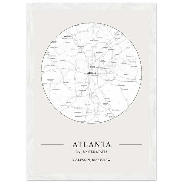 Atlanta Georgia - Minimalist Map Poster - Matte / 8 x 12″ (21 x 29.7cm) / White - Poster