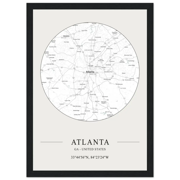 Atlanta Georgia - Minimalist Map Poster - Matte / 8 x 12″ (21 x 29.7cm) / Black - Poster