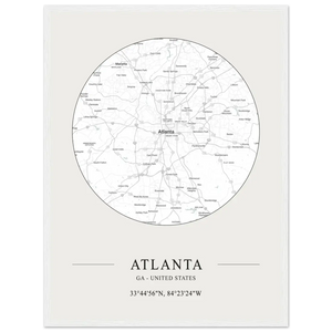 Atlanta Georgia - Minimalist Map Poster - Matte / 18 x 24″ (45 x 60cm) / White - Poster