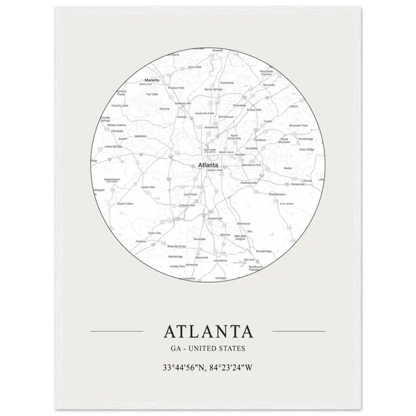 Atlanta Georgia - Minimalist Map Poster - Matte / 18 x 24″ (45 x 60cm) / White - Poster