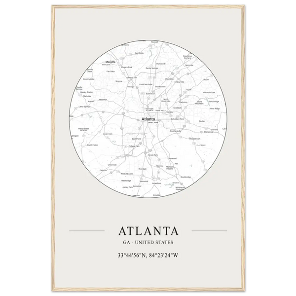 Atlanta Georgia - Minimalist Map Poster - Matte / 24 x 36″ (60 x 90cm) / White - Poster