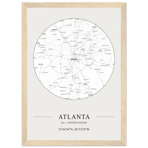 Atlanta Georgia - Minimalist Map Poster - Matte / 8 x 12″ (21 x 29.7cm) / Wood - Poster