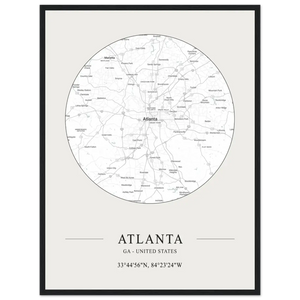 Atlanta Georgia - Minimalist Map Poster - Matte / 18 x 24″ (45 x 60cm) / Black - Poster