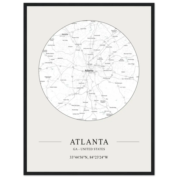 Atlanta Georgia - Minimalist Map Poster - Matte / 18 x 24″ (45 x 60cm) / Black - Poster