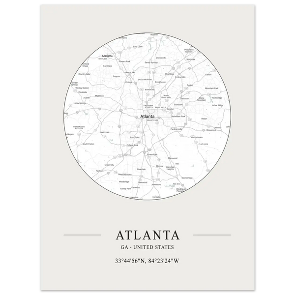 Atlanta Georgia - Minimalist Map Poster - Matte / 8 x 12″ (21 x 29.7cm) / None - Poster