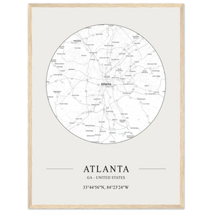 Atlanta Georgia - Minimalist Map Poster - Matte / 18 x 24″ (45 x 60cm) / Wood - Poster