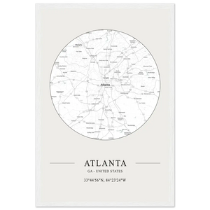 Atlanta Georgia - Minimalist Map Poster - Matte / 12 x 18″ (30 x 45cm) / White - Poster
