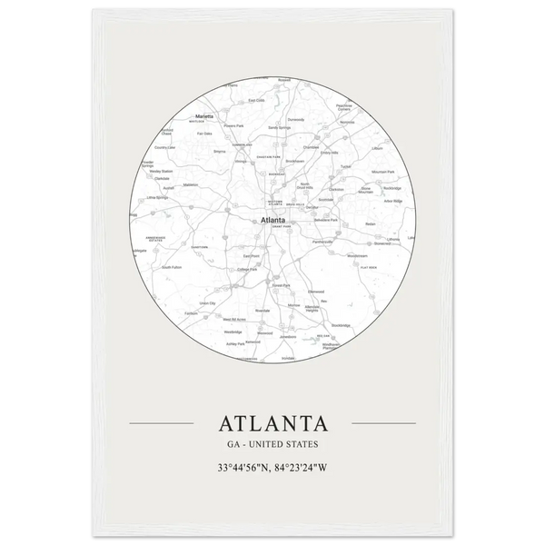 Atlanta Georgia - Minimalist Map Poster - Matte / 12 x 18″ (30 x 45cm) / White - Poster