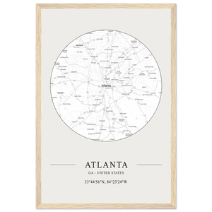 Atlanta Georgia - Minimalist Map Poster - Matte / 12 x 18″ (30 x 45cm) / Wood - Poster