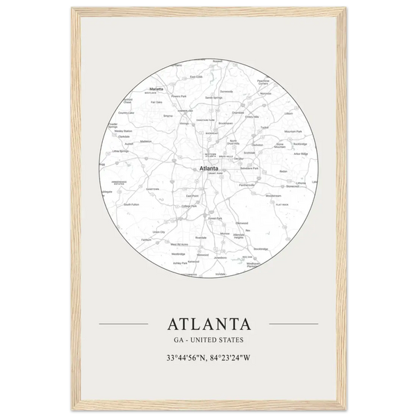 Atlanta Georgia - Minimalist Map Poster - Matte / 12 x 18″ (30 x 45cm) / Wood - Poster