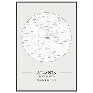 Atlanta Georgia - Minimalist Map Poster - Matte / 24 x 36″ (60 x 90cm) / Black - Poster