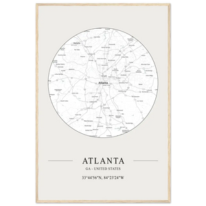 Atlanta Georgia - Minimalist Map Poster - Matte / 24 x 36″ (60 x 90cm) / Wood - Poster