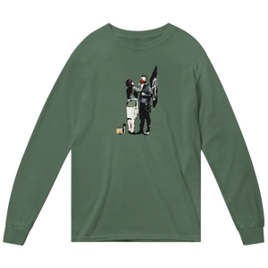 Banksy Anarchist Punk And His Mother Art Long Sleeve Shirt - Military Green / Small - Long Sleeve Shirt