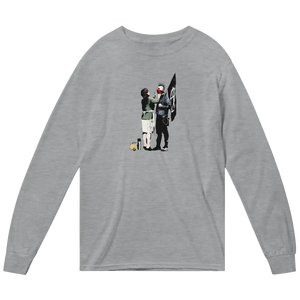 Banksy Anarchist Punk And His Mother Art Long Sleeve Shirt - Heather Grey / Small - Long Sleeve Shirt