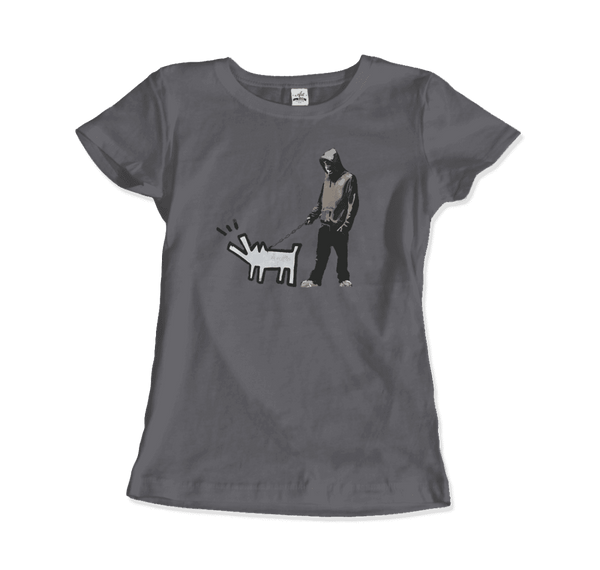 Banksy Dog Walker Artwork T-Shirt - Women / Charcoal / S - T-Shirt