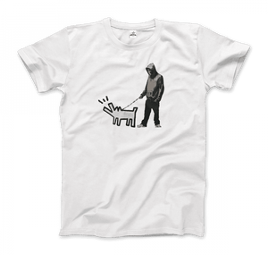 Banksy Dog Walker Artwork T-Shirt - Men (Unisex) / White / S - T-Shirt