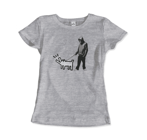 Banksy Dog Walker Artwork T-Shirt - Women (Fitted) / Heather Grey / S - T-Shirt