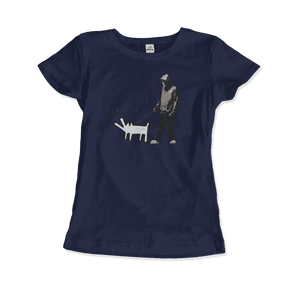 Banksy Dog Walker Artwork T-Shirt - Women (Fitted) / Navy / S - T-Shirt