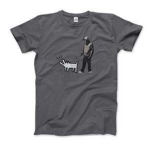 Banksy Dog Walker Artwork T-Shirt - Men (Unisex) / Charcoal / S - T-Shirt