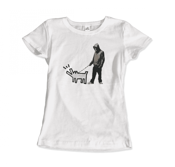 Banksy Dog Walker Artwork T-Shirt - Women / White / S - T-Shirt
