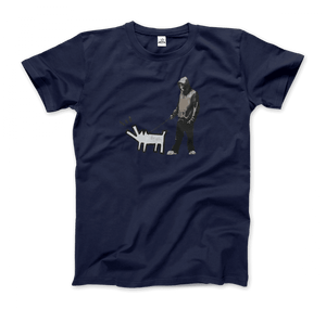 Banksy Dog Walker Artwork T-Shirt - Men (Unisex) / Navy / S - T-Shirt