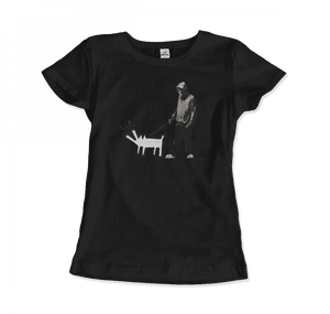 Banksy Dog Walker Artwork T-Shirt - Women (Fitted) / Black / S - T-Shirt