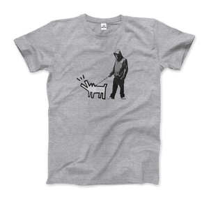 Banksy Dog Walker Artwork T-Shirt - Men (Unisex) / Heather Grey / S - T-Shirt