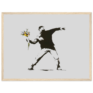 Banksy Flower Thrower Artwork Poster - Matte / 18 x 24″ (45 60cm) Wood