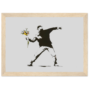 Banksy Flower Thrower Artwork Poster - Matte / 8 x 12″ (21 29.7cm) Wood
