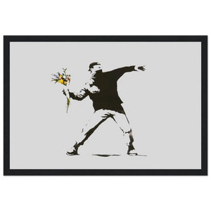 Banksy Flower Thrower Artwork Poster - Matte / 12 x 18″ (30 45cm) Black