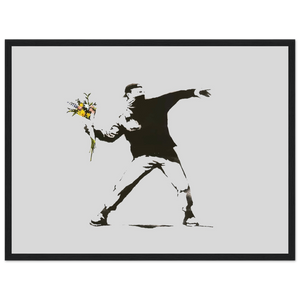 Banksy Flower Thrower Artwork Poster - Matte / 18 x 24″ (45 60cm) Black