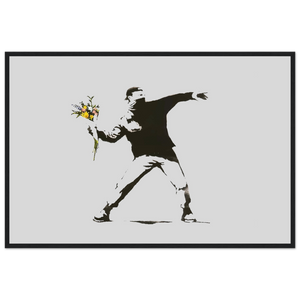 Banksy Flower Thrower Artwork Poster - Matte / 24 x 36″ (60 90cm) Black