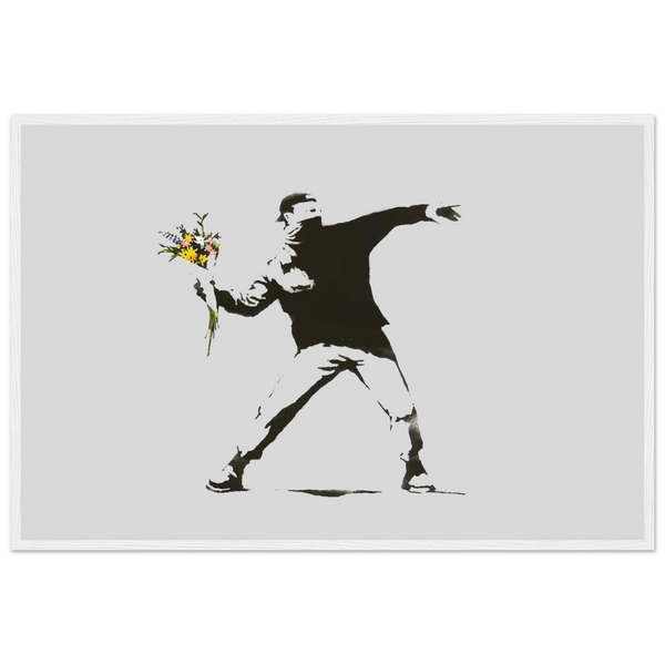 Banksy Flower Thrower Artwork Poster - Matte / 24 x 36″ (60 90cm) White