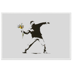 Banksy Flower Thrower Artwork Poster - Matte / 24 x 36″ (60 90cm) White
