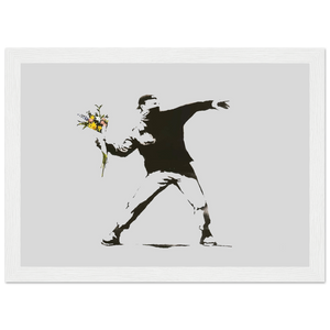 Banksy Flower Thrower Artwork Poster - Matte / 8 x 12″ (21 29.7cm) White