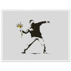 Banksy Flower Thrower Artwork Poster - Matte / 18 x 24″ (45 60cm) White