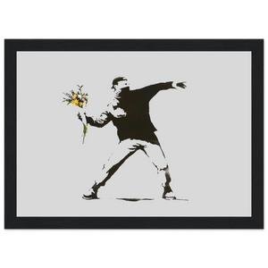 Banksy Flower Thrower Artwork Poster - Matte / 8 x 12″ (21 29.7cm) Black