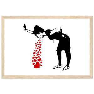 Banksy Lovesick Girl Throwing Up Hearts Artwork Poster - Matte / 12 x 18″ (30 x 45cm) / Wood - Poster