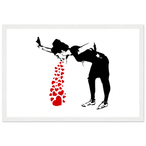 Banksy Lovesick Girl Throwing Up Hearts Artwork Poster - Matte / 12 x 18″ (30 x 45cm) / White - Poster