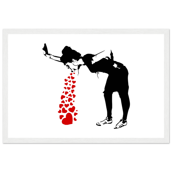 Banksy Lovesick Girl Throwing Up Hearts Artwork Poster - Matte / 12 x 18″ (30 x 45cm) / White - Poster