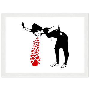 Banksy Lovesick Girl Throwing Up Hearts Artwork Poster - Matte / 8 x 12″ (21 x 29.7cm) / White - Poster