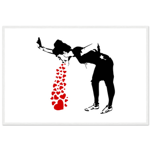 Banksy Lovesick Girl Throwing Up Hearts Artwork Poster - Matte / 24 x 36″ (60 x 90cm) / White - Poster