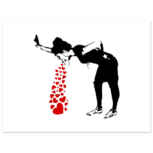 Banksy Lovesick Girl Throwing Up Hearts Artwork Poster - Matte / 18 x 24″ (45 x 60cm) / None - Poster