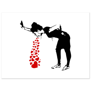 Banksy Lovesick Girl Throwing Up Hearts Artwork Poster - Matte / 18 x 24″ (45 x 60cm) / None - Poster