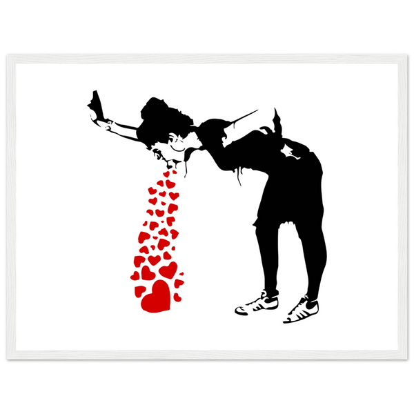 Banksy Lovesick Girl Throwing Up Hearts Artwork Poster - Matte / 18 x 24″ (45 60cm) White
