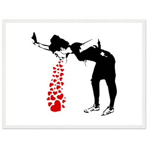 Banksy Lovesick Girl Throwing Up Hearts Artwork Poster - Matte / 18 x 24″ (45 x 60cm) / White - Poster